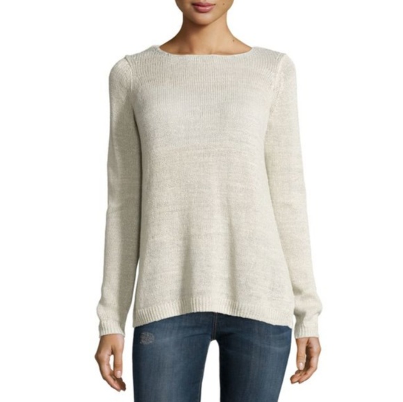Vince Sweaters - Vince 100% linen Ribbed Edge Crew Sweater M Beige